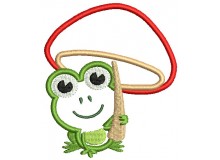 Stickmuster - Frosch mit Pilz
